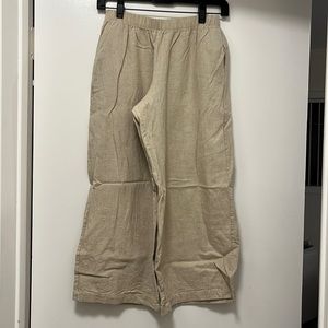 Cream wide leg linen pants